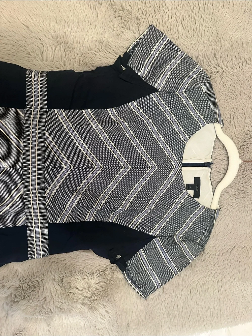 J. Crew Chevron Panel Sheath Dress in Navy and Gray, Size 4